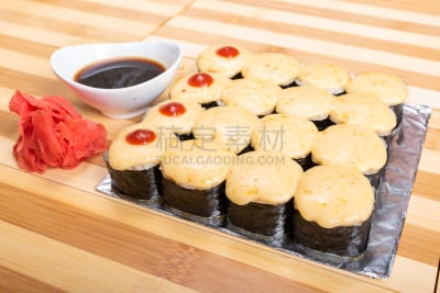 奶酪,巨大的,鸭舌帽,菜单,日本食品,米,三文鱼,生鱼片寿司,鱼类,白色