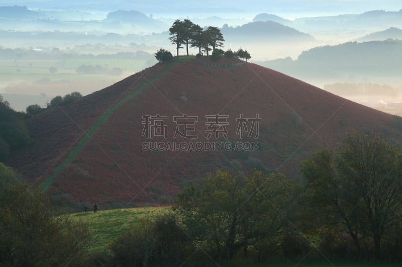 山,雾,早晨,桨叉架船,在上面,环境,多塞特郡,天气,英国,英格兰