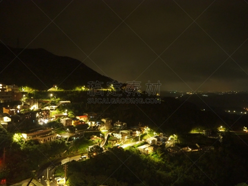 夜晚,无人,旅游目的地,图像,九份,户外,水平画幅,都市风景,著名景点,摄影