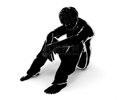 男人,一个人,三维图形,问题,插画,寂寞,人,暗色,立体图像,仅男人