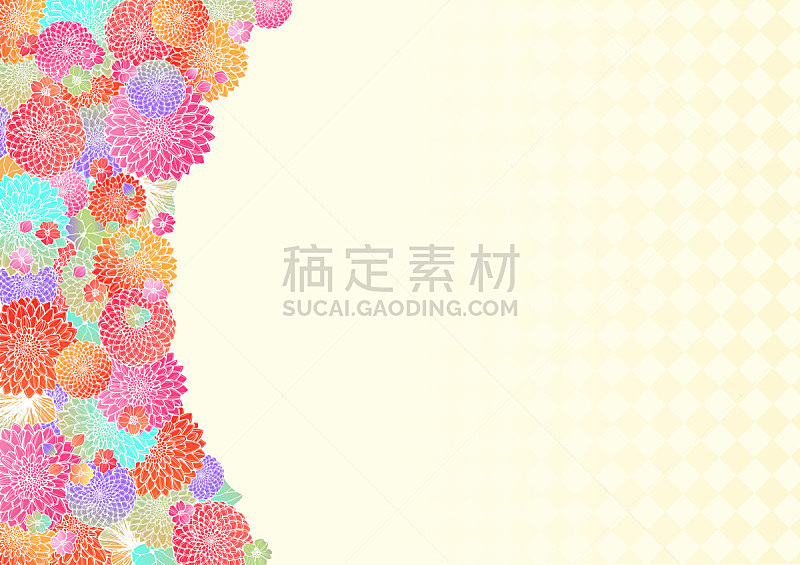 和风和柄日本风手书きの花柄背景素材フレーム年贺状素材图片素材下载 稿定素材