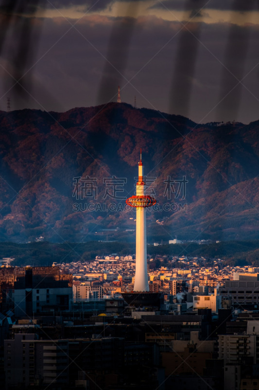 breathtaking sunrise in the Kyoto city, japan