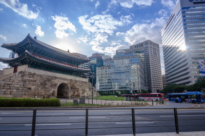 著名景点,传统,韩国,首尔,南大门,夜晚,白昼,远古的,城市生活,过去