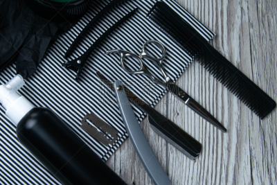 美发师,理发师,组物体,剃刀,剪刀,有毒生物体,发夹,男人,剃须膏,欧洲赤松