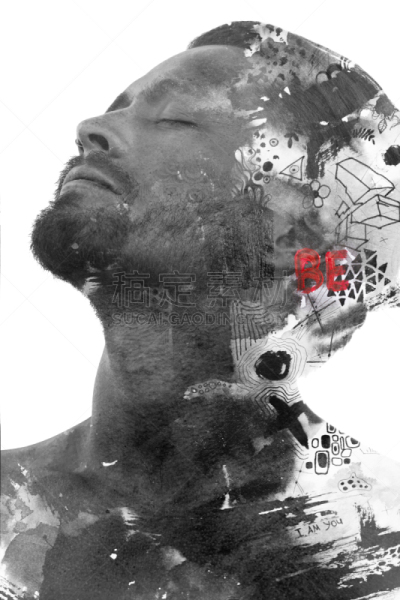 肖像,多样,暗色,热情,对称,背景分离,图像处理,多帧影像,仅一个男人,想法
