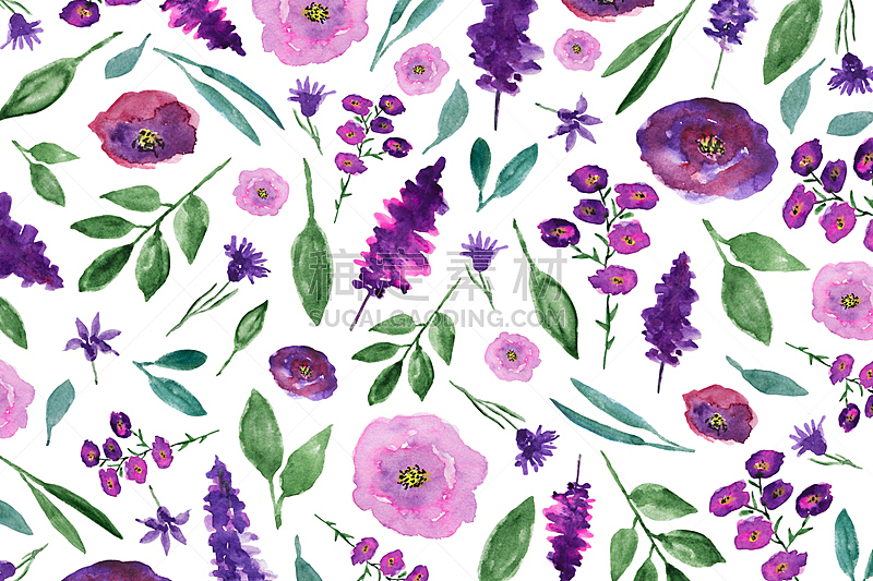 紫色,花纹,水彩画,华丽的,水彩画颜料,浪漫,春天,植物,背景,夏天