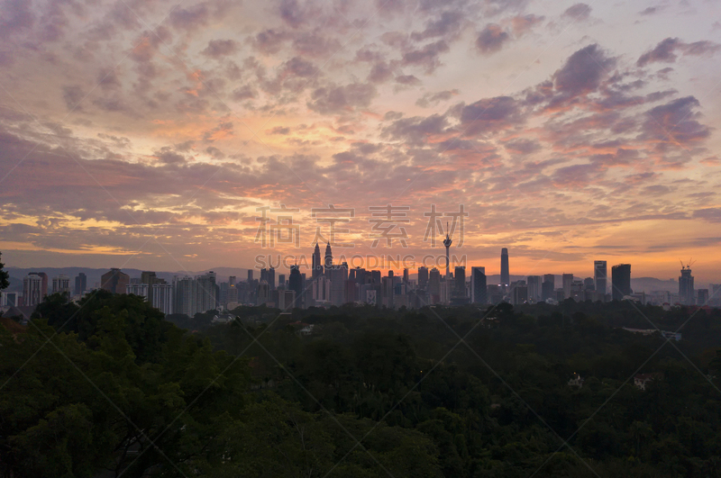 都市风景,城市天际线,吉隆坡,黎明,国际著名景点,商务,横截面,双峰塔,曙暮光,人类居住地