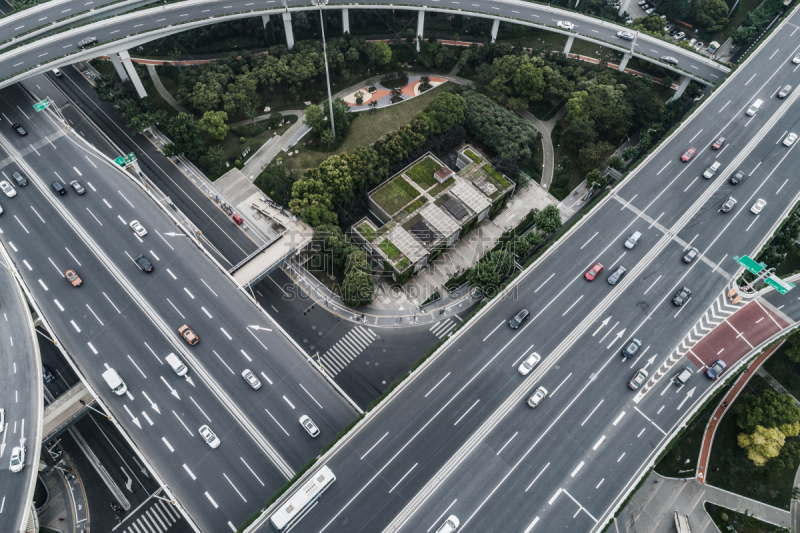 公路,高架道路,航拍视角,卡车,汽车,交通,现代,无人机,商业金融和工业,户外