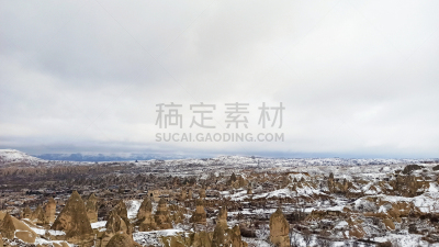 卡帕多奇亚,雪,地形,烟囱石,万岩柱,土耳其,安纳托利亚,世界遗产,火山岩