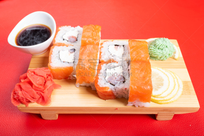 多样,绿芥末酱,塞满了的,生姜,费城,菜单,日本食品,米,三文鱼,生鱼片寿司