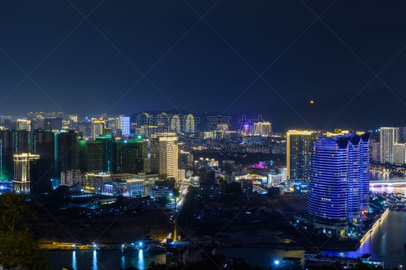 杆,夜晚,建筑外部,路,桥,明亮,三亚,停车楼,建筑结构,照亮