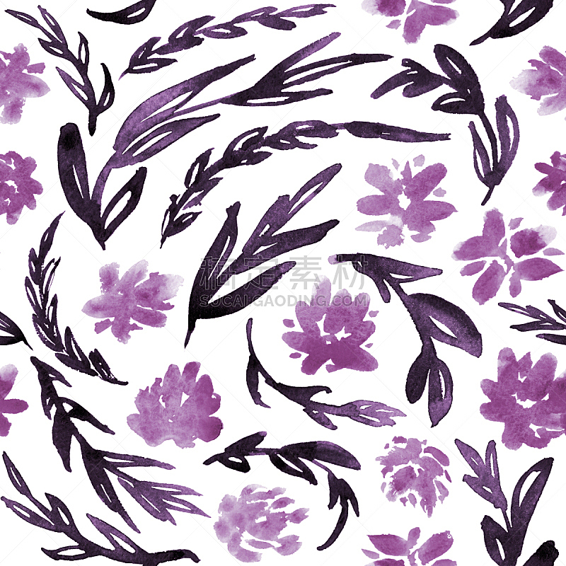 紫色,式样,田地,水彩画,薰衣草色,可爱的,水彩画颜料,纺织品,浪漫,二件式睡衣