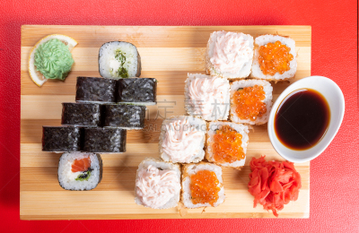 寿司,鱼子酱,磷虾,塞满了的,菜单,日本食品,米,三文鱼,生鱼片寿司,鱼类