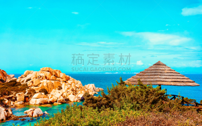 泰斯塔角,海岸线,岩石,圣特雷莎加卢拉,撒丁岛,华贵,热带气候,地中海,晴朗,鲜绿色