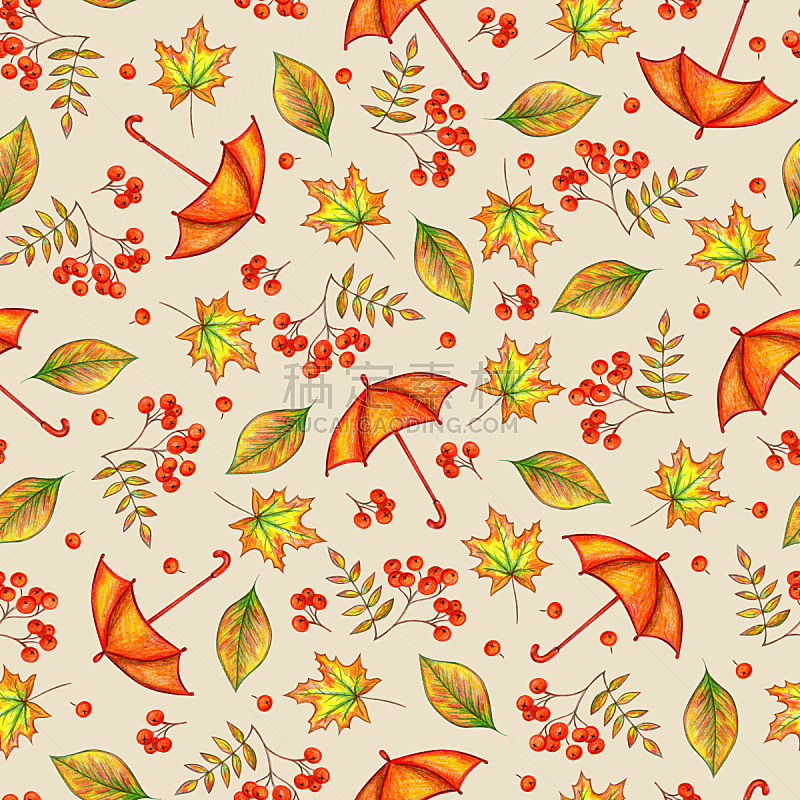 橙色,伞,秋天,花楸浆果,叶子,九月,十月,纺织品,浆果,壁纸