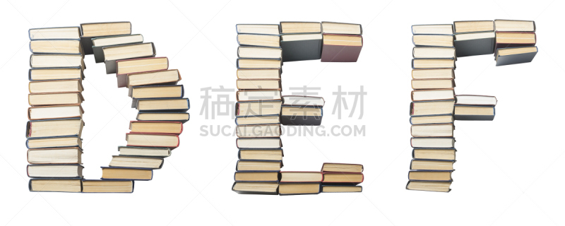 白色背景,英文字母e,字母,英文字母d,英文字母f,书,字体,分离着色,针叶,纹理效果