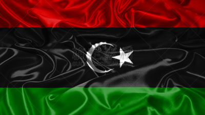 Libya flag emblem seal on silk and satin texture