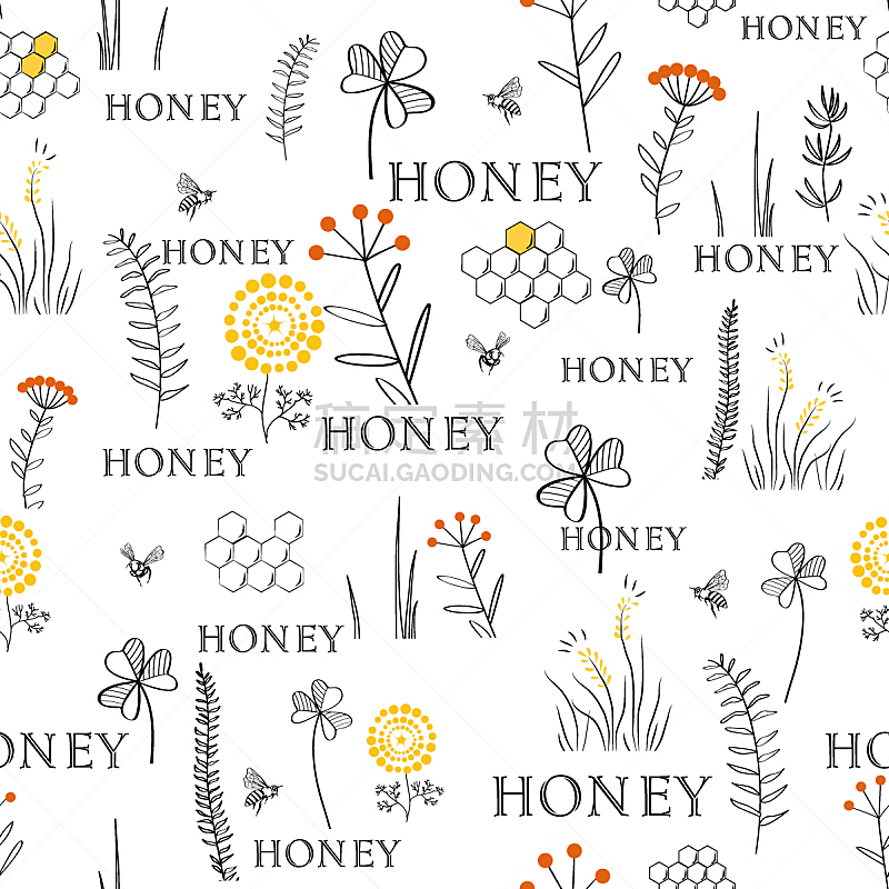 绘画插图,矢量,乱画,式样,蜜蜂,手,草图,仅一朵花,绘制,复古