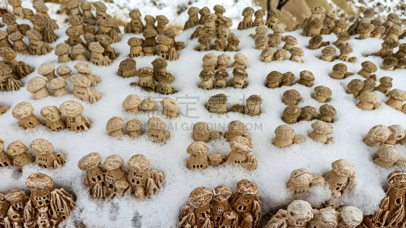 土耳其,雪,洞穴,乌奇夏,卡帕多奇亚,烟囱石,城堡,万岩柱,寒冷,安纳托利亚