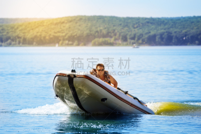 船,湖,水,充气品,船长,橡胶,摩托艇,运动,风,迅速