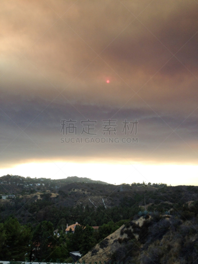 天空,烟,盆地,充满的,加利福尼亚,在上面,环境,美国西部,多车道公路,烟雾