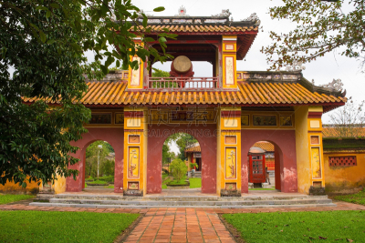 寺庙,大门,花盆,世界遗产,瓷砖,园林,植物,户外,建筑,黄色