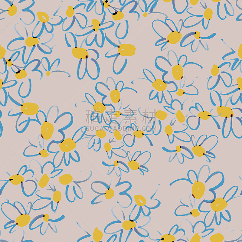 四方连续纹样,雏菊,华丽的,毡尖笔,背景分离,纺织品,简单,复古风格,模板,小的