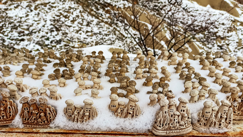 土耳其,雪,洞穴,乌奇夏,卡帕多奇亚,烟囱石,城堡,万岩柱,寒冷,安纳托利亚