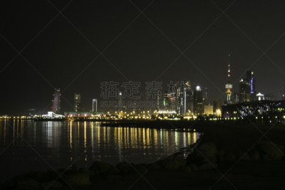 科威特,塔,科威特塔,建筑外部,风景,图像,光轨,波斯湾,无人,户外