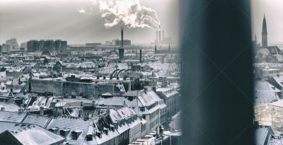 View over Copenhagen in winter. This image was taken from Rundetårn (The Round Tower).