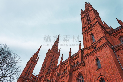 砖,红色,正下方视角,波兰,著名景点,建筑特色,户外