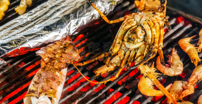 格子烤肉,烤肉架,海产,铝,热,赫蕉属,大篝火,海洋生命,希腊,河虾鸡尾酒