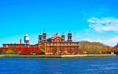 View on Ellis Island reflex