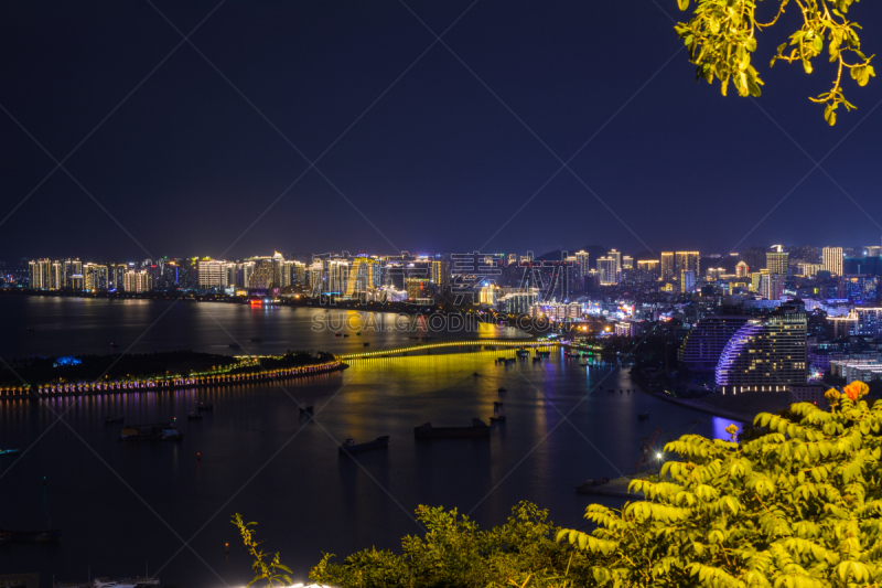 杆,夜晚,建筑外部,路,桥,明亮,三亚,人行道,停车楼,照亮