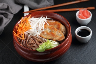 荞麦面,油菜,炸鸡,面汤,生姜,蔬菜,日本食品,食品,东方食品,酱油