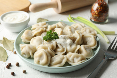 饺子,特写,精神振作,白色背景,传统,配方,清新,香料,食品,煮食
