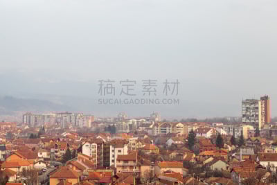 暗色,皮罗特,天空,都市风景,冬天,塞尔维亚,雾,多云,在上面,视角