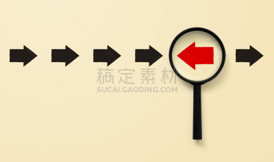方向,红色,概念,放大镜,反差,个性,箭头符号,正面视角,黑色,搜寻
