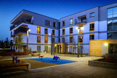 房屋建设,现代,夜晚,色彩鲜艳,商务,城市生活,波兰,黄昏,建筑业,社区