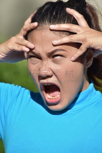亚洲,女性,自然美,极大的悲伤,在下面,少儿多动症,不耐烦的,垂直画幅,图像,美