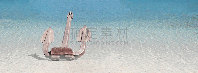 海洋,锚,浅的,被抛弃的,自然,咸水湖,金属,透明,一个物体,全景