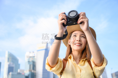 建筑外部,青年女人,新加坡市,背景聚焦,旅途,摄影师,探险家,户外,仅女人,仅一个女人