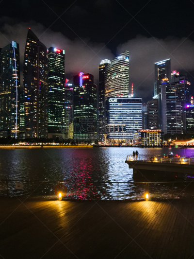 夜晚,新加坡市,城市生活,新加坡,著名景点,户外,建筑,游艇码头,滨海湾 ,城市