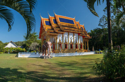 Khuk Khak Temple ,Khao Lak Thailand, Buddhist temple Khuek Khak Temple on a sunny day