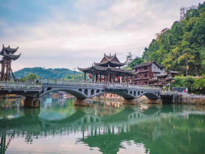 旅行者,风景,桥,传统,世界遗产,浪漫,古董,著名景点,湖南省,大门