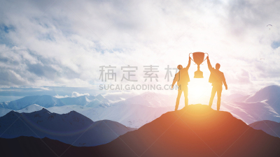 拿着,黄金,男人,奖杯,高处,商务,运动,杯,仅男人,人类居住地
