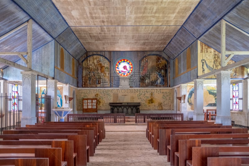 Interior of the church of an abandoned penal colony, Salvation's Islands, French Guiana