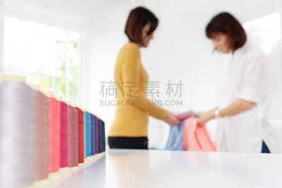 纺织品,线轴,设计师,裁缝,工作场所,白色,线,成一排,缝纫,挑选
