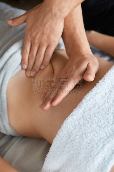 药,病人,按摩师,spa美容,美,青年人,肚子,放松,按摩