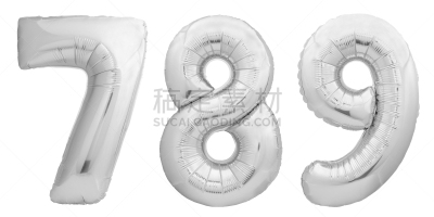 数字9,数字7,气球,数字8,数字,充气品,分离着色,白色背景,黄金,做